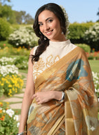 Myshka Women Off White Thread Embroidered Halter Neck Saree Blouse | Grocsy