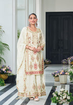 Anaita Off White Heavy Chinon With Embroidery Readymade Sharara Suit | Grocsy