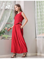 Myshka Girls Maroon Pure Cotton Sleeveless Schiffli Top with Flared Trouser | Grocsy
