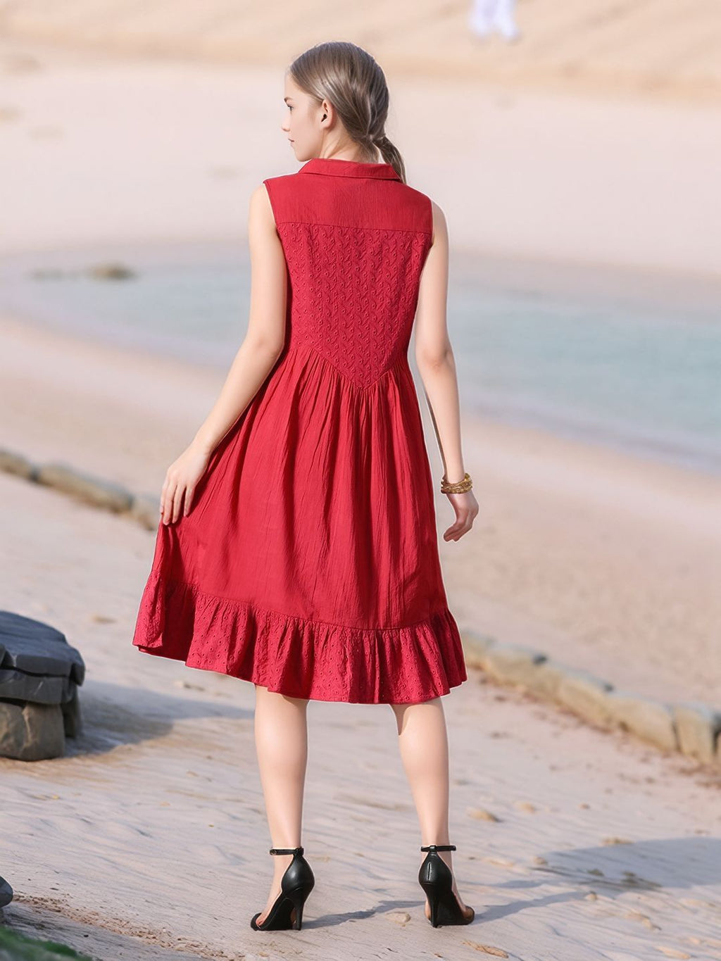 Myshka Girls Pure Cotton Pink Schiffli Midi Dress | Grocsy