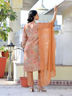 Vaasva Women's Rust Viscose Tissue Digital Printed Suit Set | Grocsy