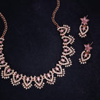 Tehzeeb Creations Lavender Colour Sparkle Stone Studded Necklace With Earrings | Grocsy