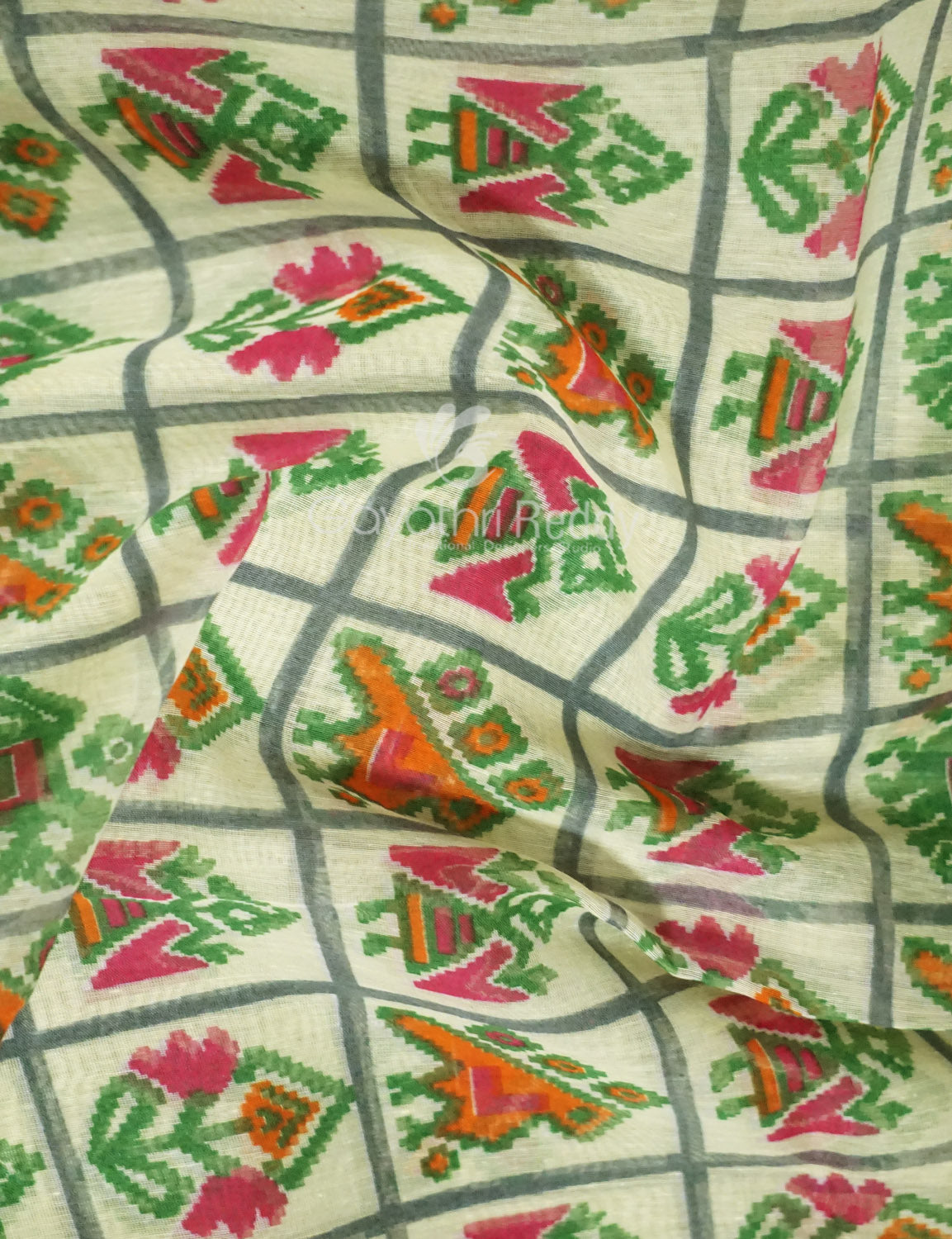 Shades of Cream And Orange Colour Blouse Patola Design Semi Chanderi Saree By Gayathri Reddy Designer Studio | Grocsy