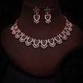 Tehzeeb Creations Maroon Colour Sparkle Stone Studded Necklace With Earrings | Grocsy