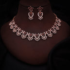 Tehzeeb Creations Maroon Colour Sparkle Stone Studded Necklace With Earrings | Grocsy