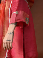 Myshka Women Pink Three-Fourth Bell Sleeves Kurta Set with Dupatta | Grocsy