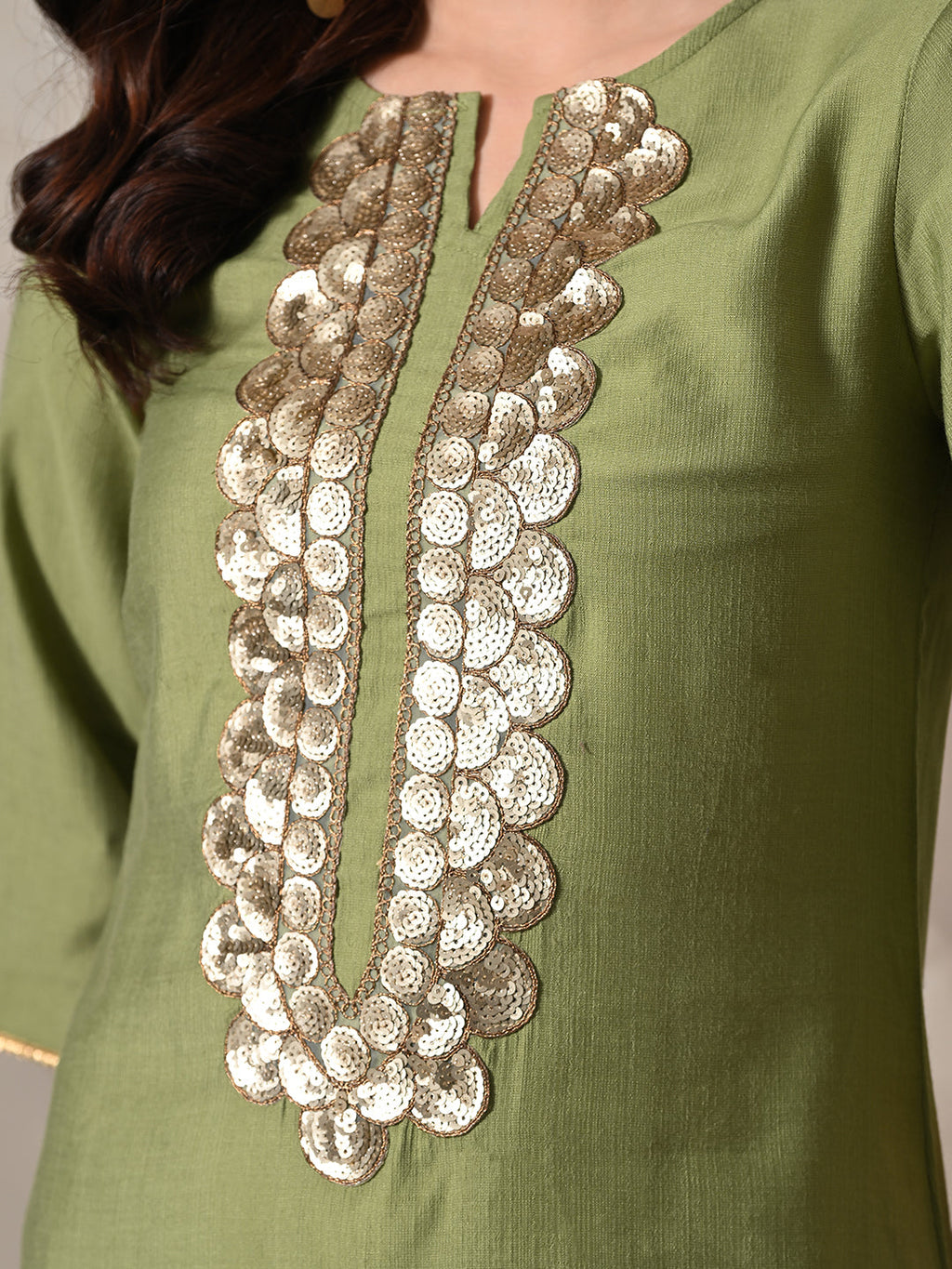 Myshka Women Green Floral Yoke Design Sequinned A-Line Kurta Set with Dupatta | Grocsy
