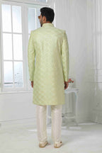 Raivat Ethnic Art Silk Embroidery Work 2 Pcs Indo Jacket Set In Pista Green Colour | Grocsy
