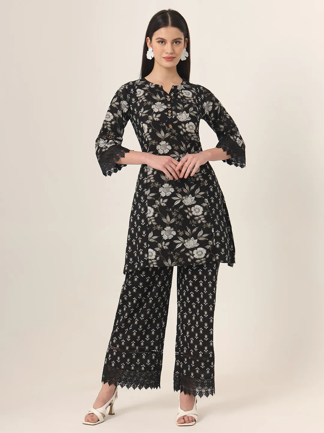 Yufta Black Pure Cotton Co Ord Set | Grocsy