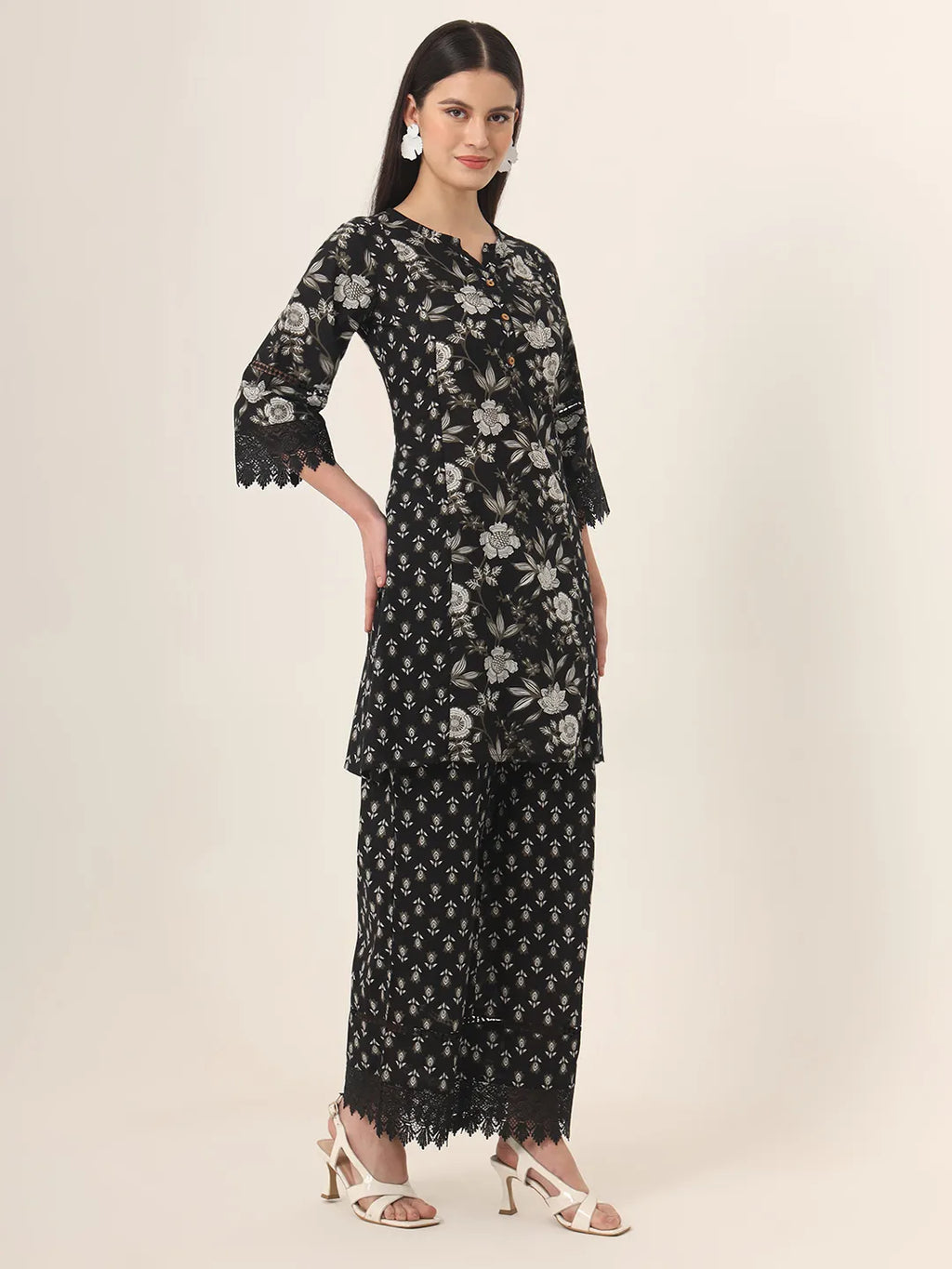 Yufta Black Pure Cotton Co Ord Set | Grocsy