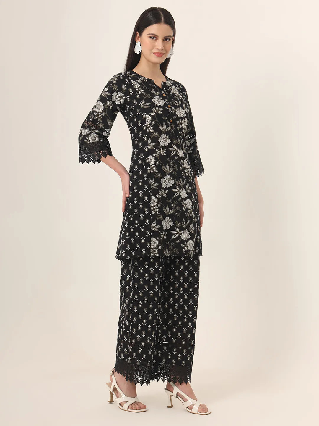 Yufta Black Pure Cotton Co Ord Set | Grocsy