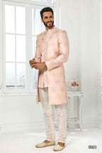 Raivat Ethnic Art Silk Embroidery Work 3 Pcs Indo Jacket Set In Light Pink Colour | Grocsy