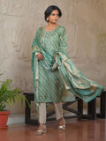 Vaasva Women's Dark Green Green Silk Digital Printed Suit Set | Grocsy