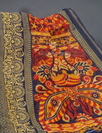 Shades of Red Kalamkaari Semi Chanderi Saree By Gayathri Reddy Designer Studio | Grocsy