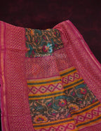 Shades of Dark Green With Rose Pink Blouse Creeper Design Semi Chanderi Saree By Gayathri Reddy Designer Studio | Grocsy