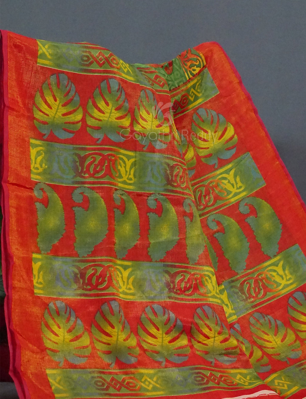 Parrot Green Colour With Orange Blouse Cotton Brasso Saree By Gayathri Reddy Designer Studio | Grocsy