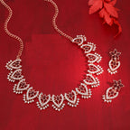 Tehzeeb Creations Maroon Colour Sparkle Stone Studded Necklace With Earrings | Grocsy
