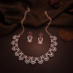 Tehzeeb Creations Maroon Colour Sparkle Stone Studded Necklace With Earrings | Grocsy