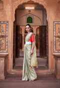 Anaita Light Green Pure Satin Silk With Zari Weaving Saree With Blouse | Grocsy