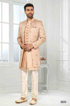 Raivat Ethnic Art Silk Embroidery Work 3 Pcs Indo Jacket Set In Onion Pink Colour | Grocsy