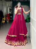 Lorenvalley Fashion Rani Pink Lightweight Fabric With Gotta Patti Lace Lehenga Choli With Koti | Grocsy