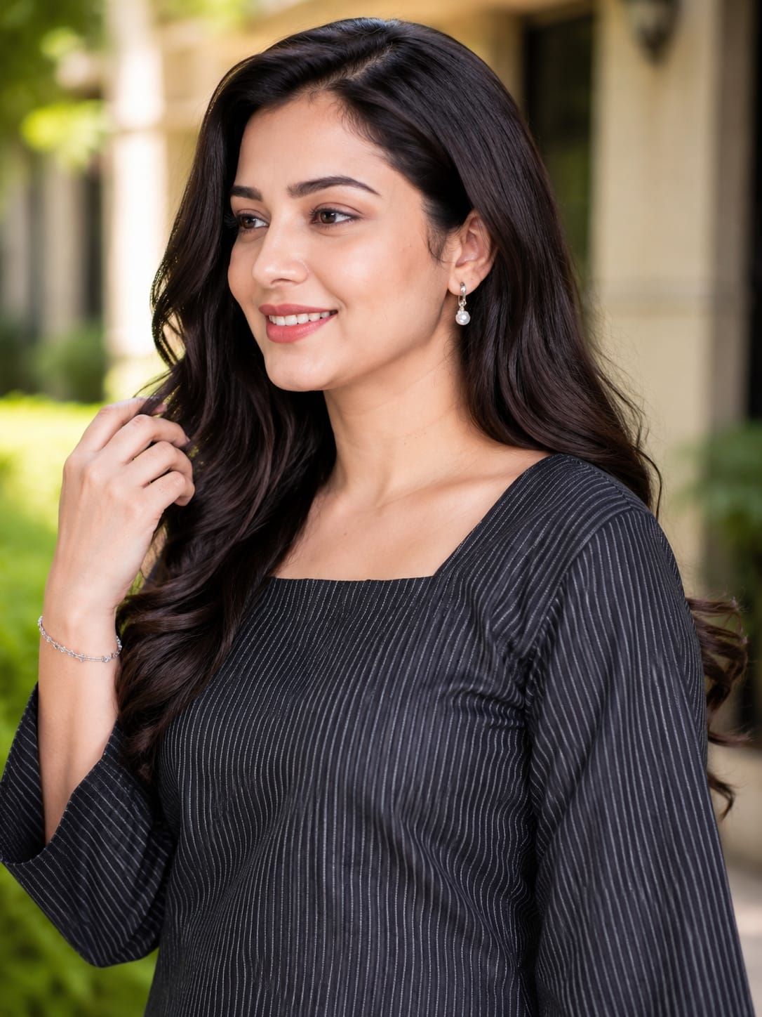 Myshka Women Black Long Bell Sleeves Cotton Blend Solid Kurta with Printed Farsi Salwar | Grocsy