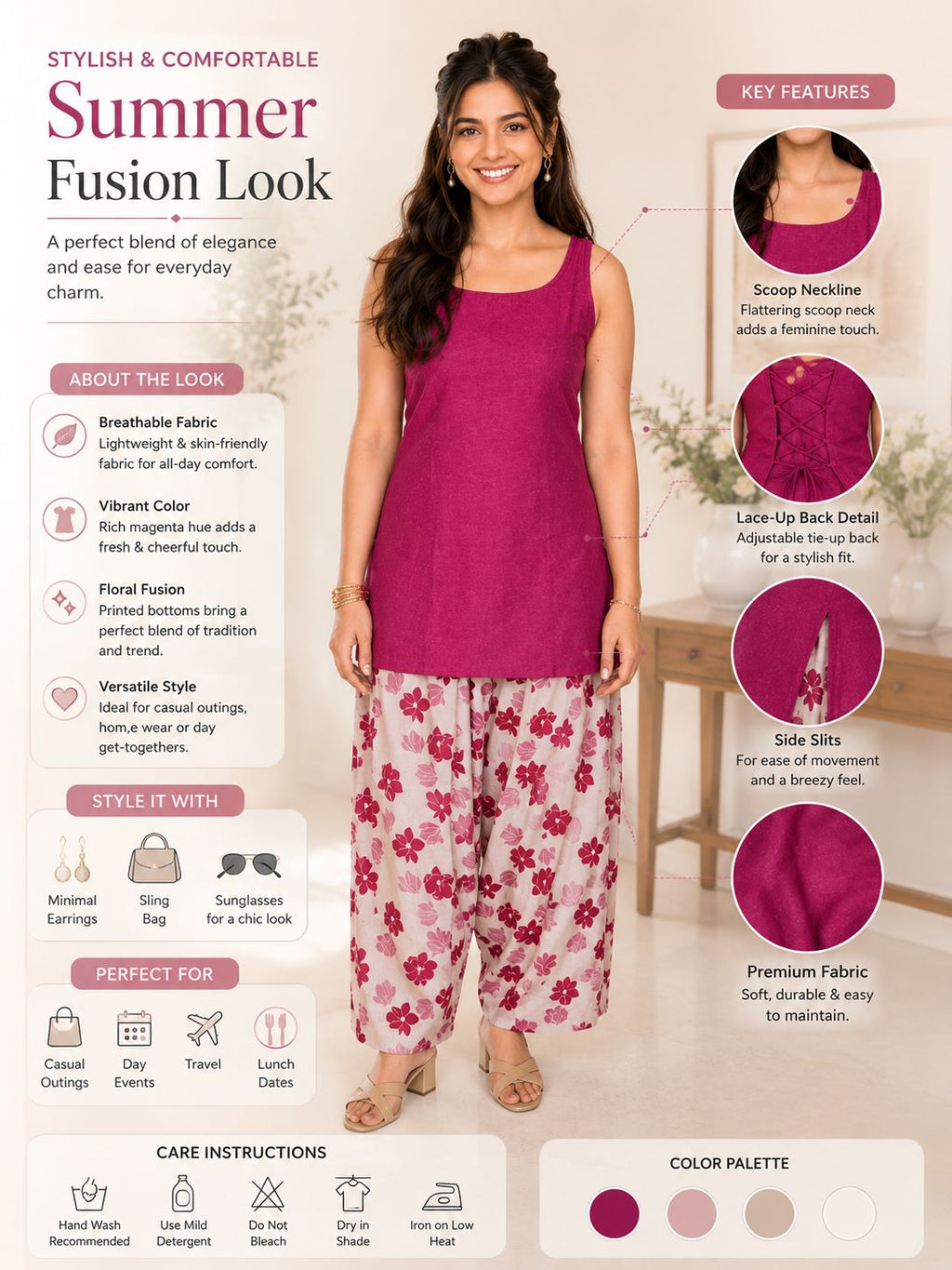 Myshka Women Wine Sleeves Cotton Blend Self Design Woven Kurta with Solid Farsi Salwar | Grocsy