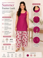 Myshka Women Wine Sleeves Cotton Blend Self Design Woven Kurta with Solid Farsi Salwar | Grocsy