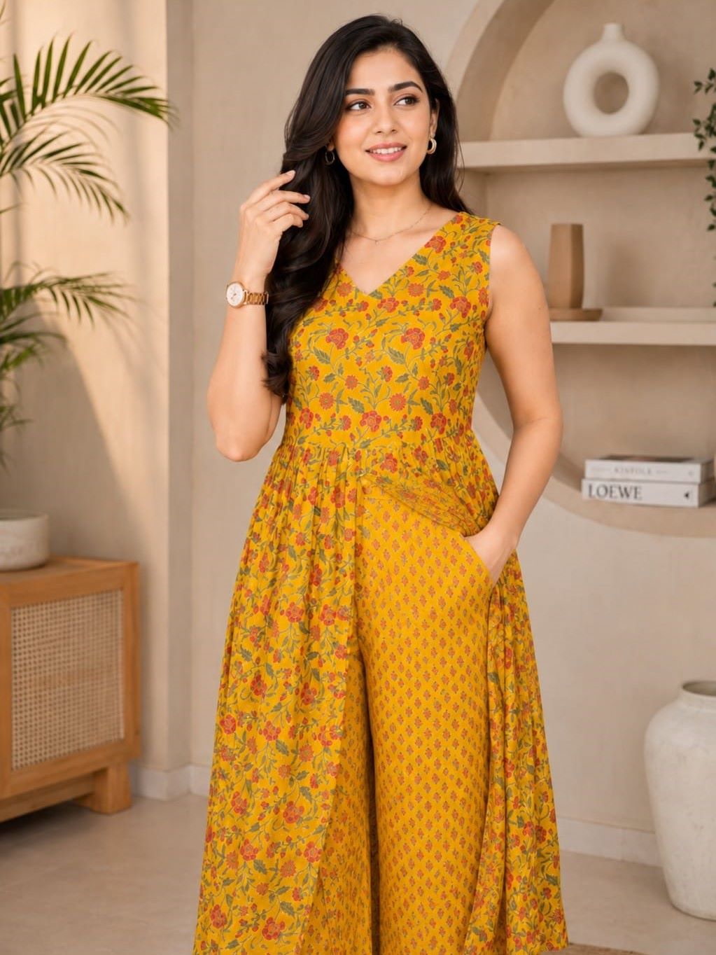 Myshka Women Blue Shoulder Strap Cotton Blend Self Design Woven Kurta with Solid Farsi Salwar | Grocsy