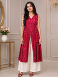 Myshka Women Black Ethnic Printed Sleeveless Kurta with Palazzo Set | Grocsy