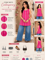 Myshka Women Pink Sleeveless Self Woven Desgin Cotton Blend Solid Kurti | Grocsy