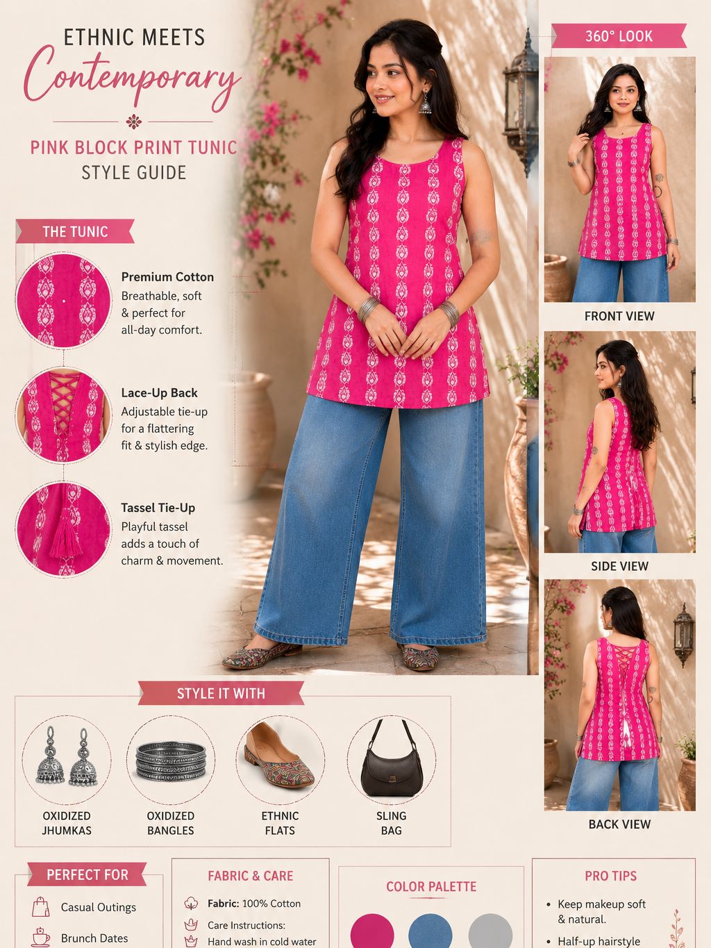 Myshka Women Pink Sleeveless Self Woven Desgin Cotton Blend Solid Kurti | Grocsy