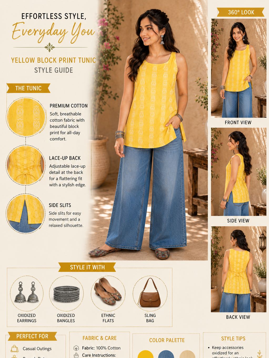 Myshka Women Yellow Sleeveless Self Woven Desgin Cotton Blend Solid Kurti | Grocsy
