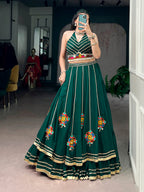 Lorenvalley Fashion Skyblue Lightweight Fabric With Gamthi Work Mirror Detailing Gota Patti Lace Lehenga Choli | Grocsy