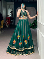 Lorenvalley Fashion Skyblue Lightweight Fabric With Gamthi Work Mirror Detailing Gota Patti Lace Lehenga Choli | Grocsy