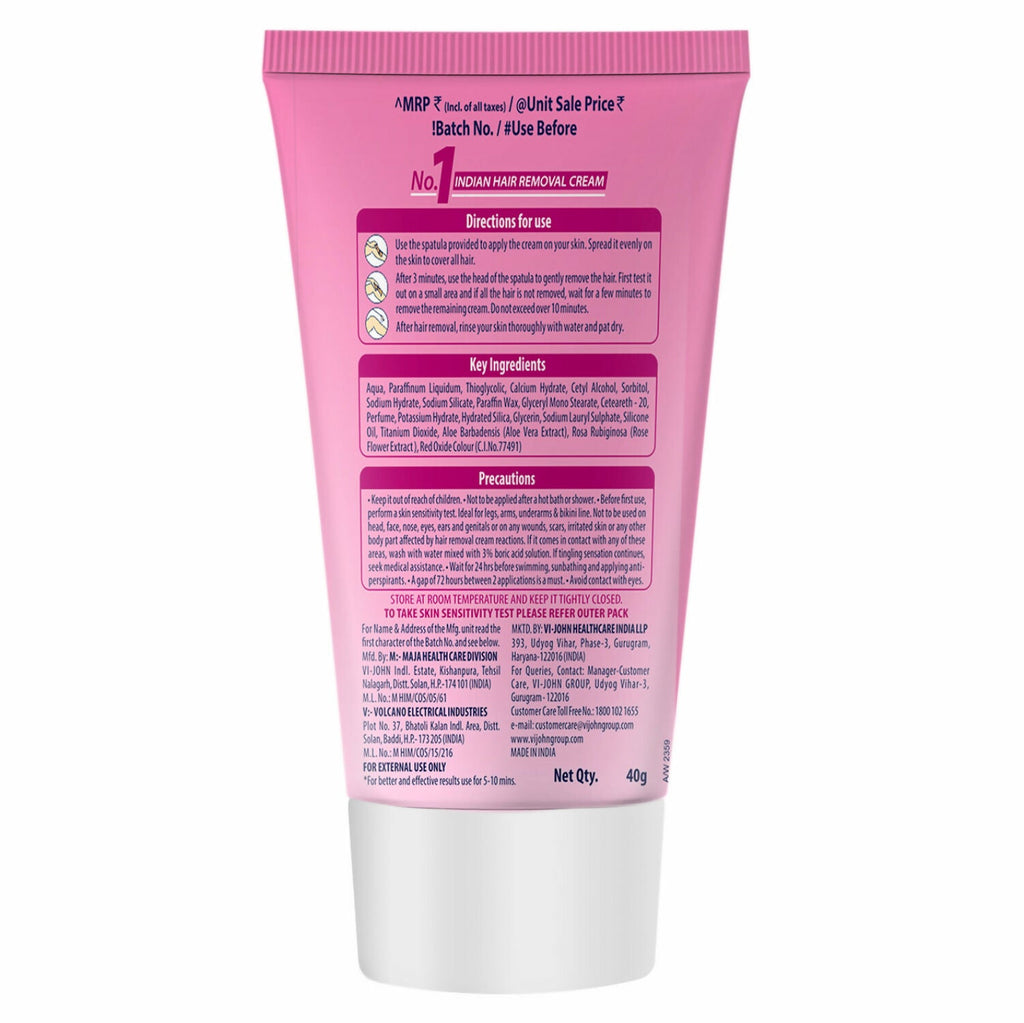 VI-JOHN Feather Touch Rose & Aloevera Hair Removal Cream for Women for Normal Skin, Suitable for Legs, Underarms, Bikini Line, Arms | Grocsy