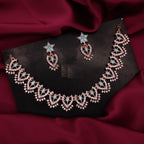 Tehzeeb Creations Sky Blue Colour Sparkle Stone Studded Necklace With Earrings | Grocsy