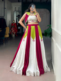 Lorenvalley Fashion Multicolor Pure Rayon With Contrast Panel Design With Gota Patti Lace Lehenga Choli | Grocsy