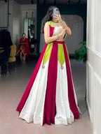 Lorenvalley Fashion Multicolor Pure Rayon With Contrast Panel Design With Gota Patti Lace Lehenga Choli | Grocsy