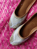 Desi Colour Women Indian Ethnic Footwear-White V Pearl | Grocsy