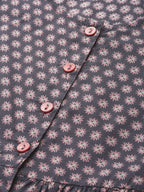 HERE&NOW Women Grey & Pink Floral Print Empire A-Line Kurta | Grocsy