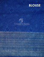 Shades of Cream Colour And Ink Blue Blouse Patola Design Semi Chanderi Saree By Gayathri Reddy Designer Studio | Grocsy