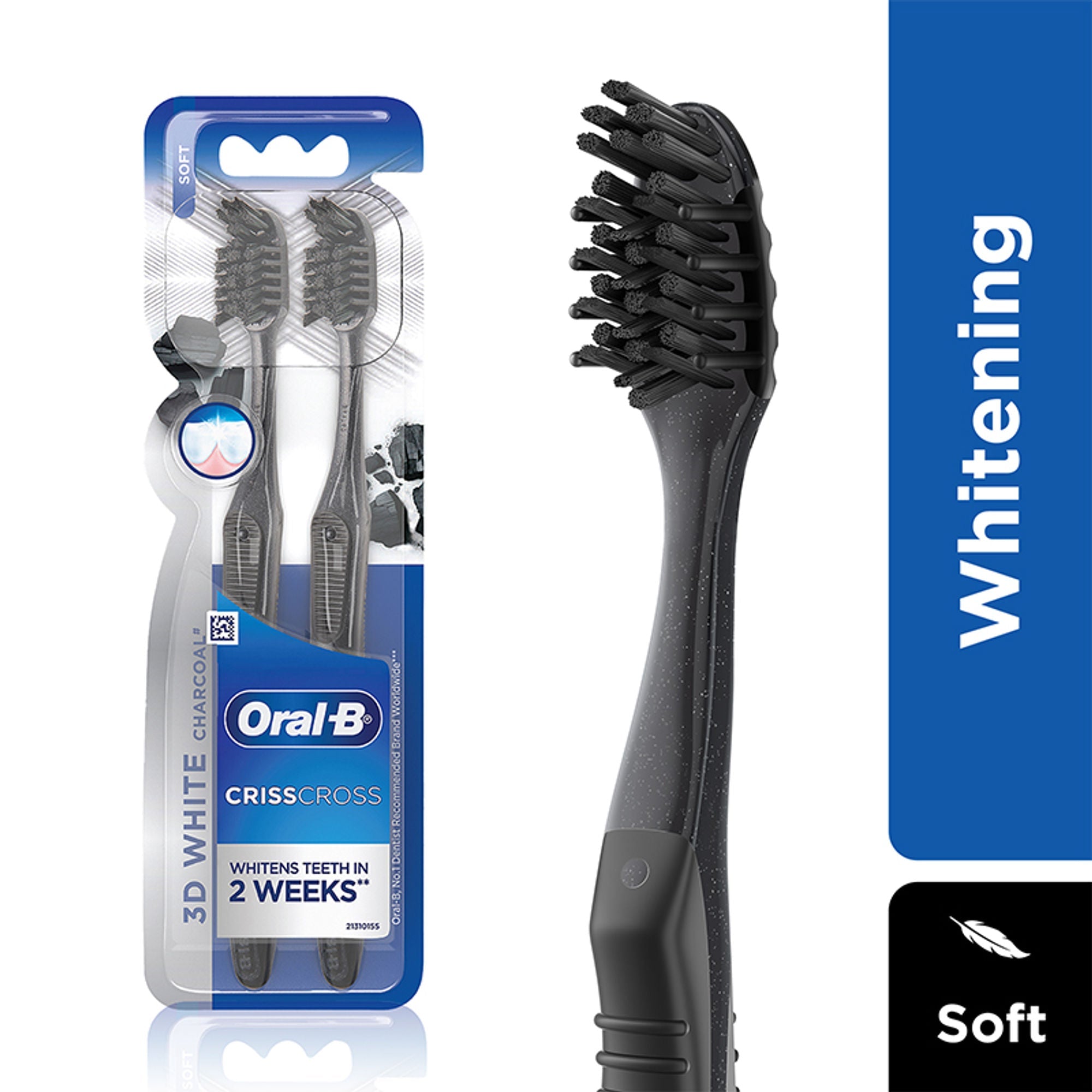 Oral-B 3D White Charcoal Soft Toothbrush For Adults (Pack Of 2) | Grocsy
