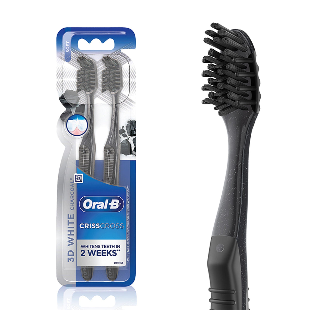 Oral-B 3D White Charcoal Soft Toothbrush For Adults (Pack Of 2) | Grocsy
