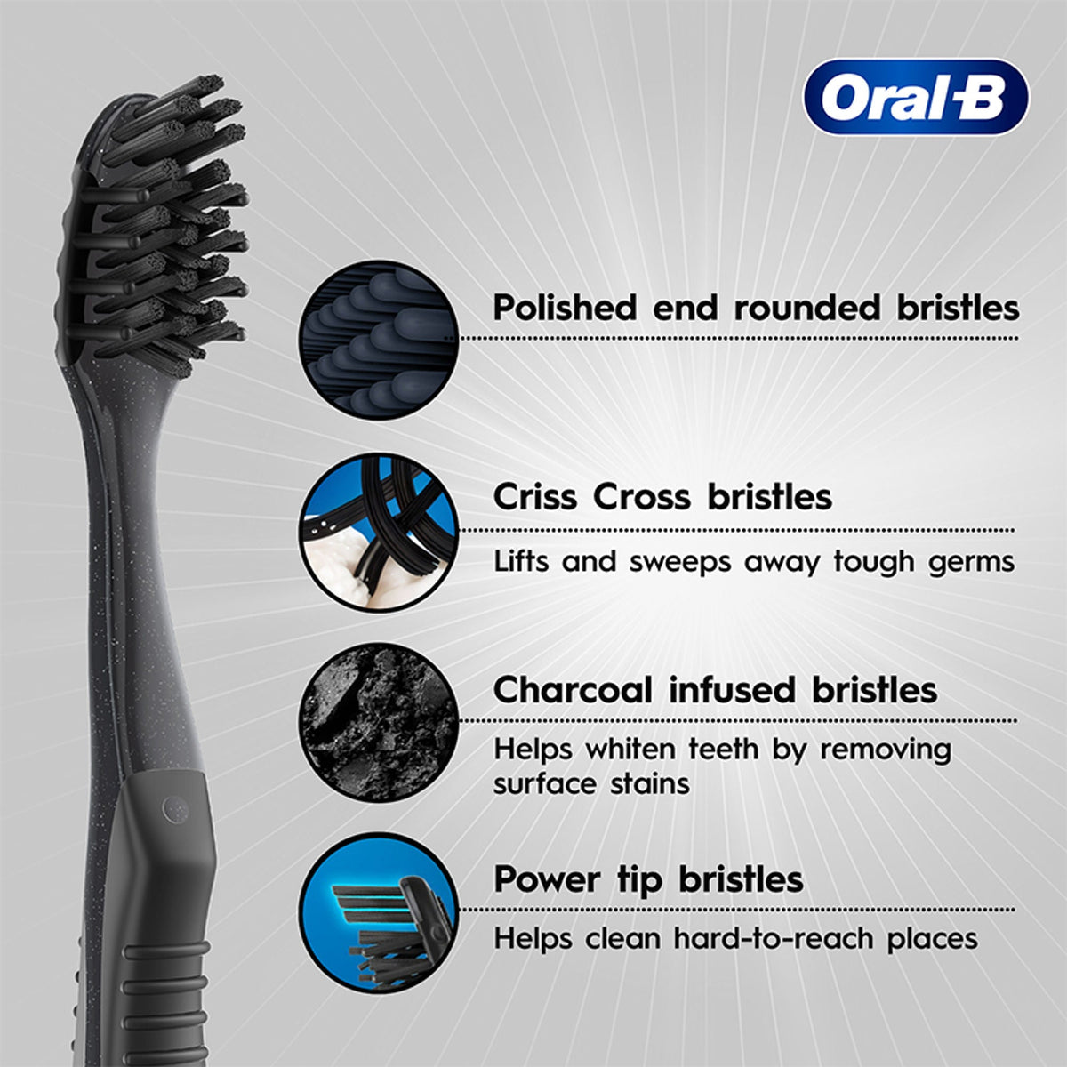 Oral-B 3D White Charcoal Soft Toothbrush For Adults (Pack Of 2) | Grocsy