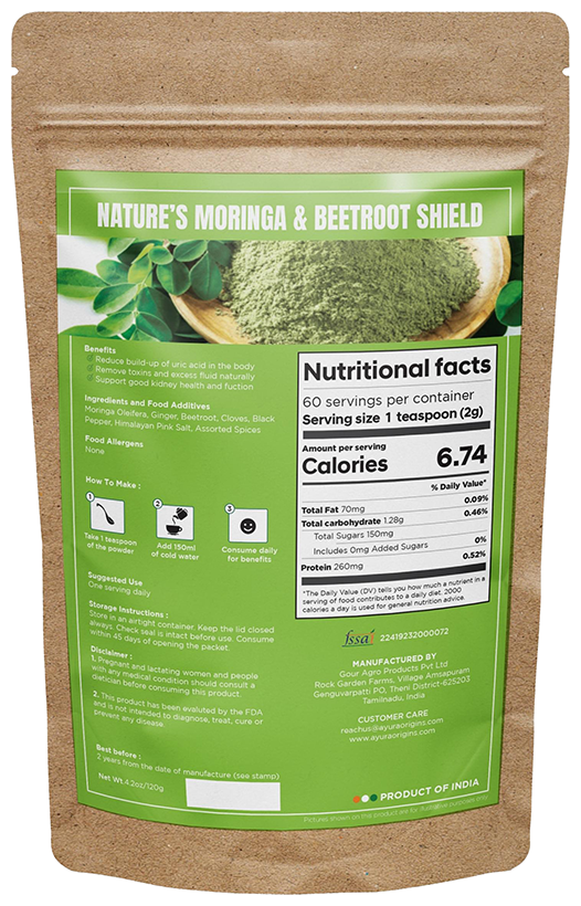 Ayura Origins Nature's Moringa & Beetroot Shield Powder | Grocsy