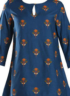 W for Woman Navy Round Neck Printed Top | Grocsy