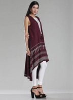 W for Woman Purple Printed Front Open Gillet | Grocsy