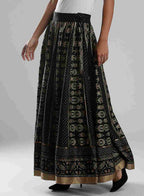 W for Woman Black Printed Skirt | Grocsy