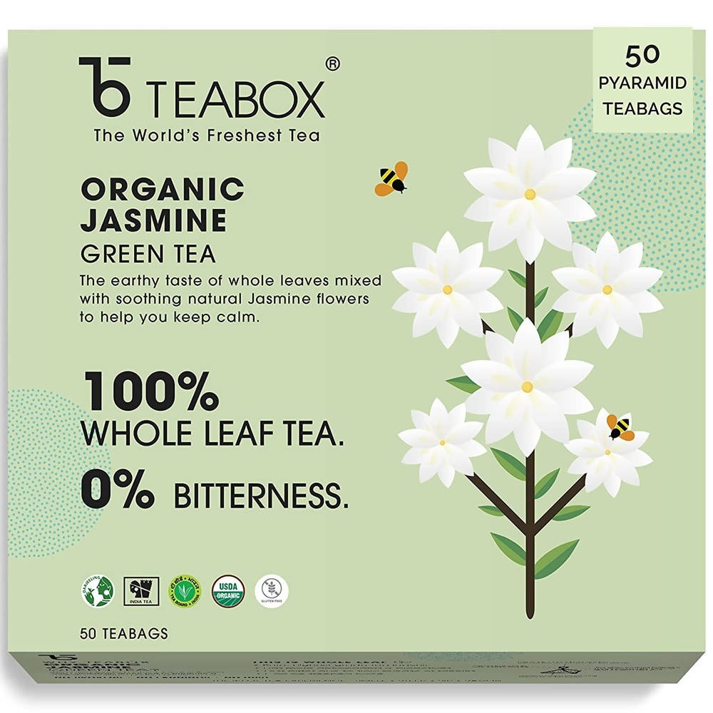 Teabox Organic Jasmine Green Tea Bags | Grocsy